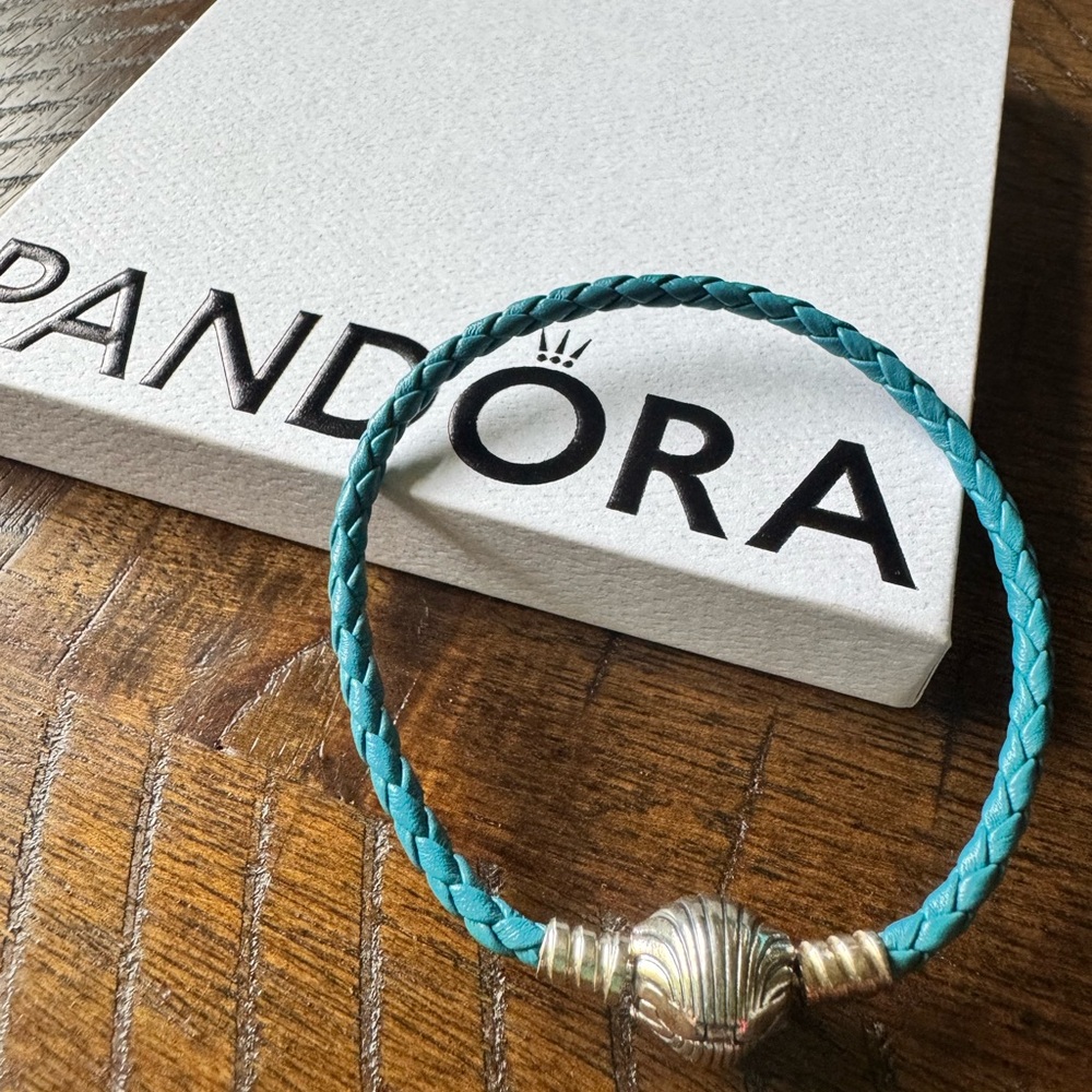 Pandora Turquoise Braided Bracelet with Silver Clasp. Brand new, Never worn.